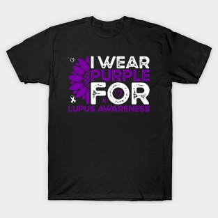 Lupus Awareness I Wear Purple for Lupus Sunflower T-Shirt